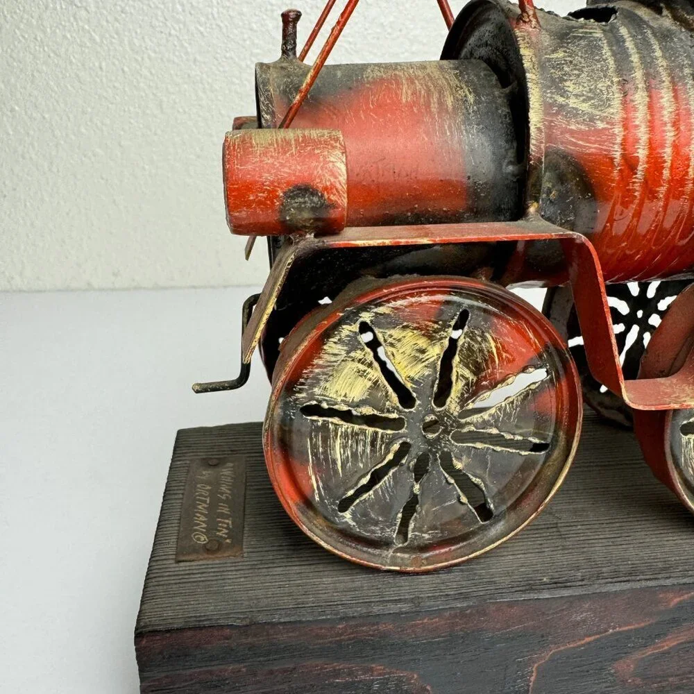 Vintage Metal Train by ORTMAN  Wooden stand